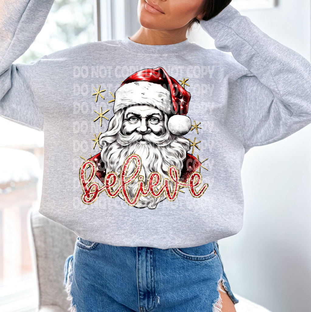 Santa Believe faux sequins DTF Transfer