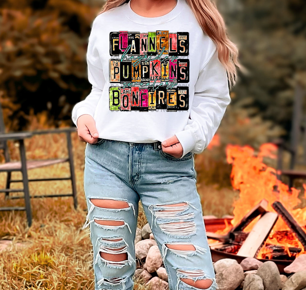 Flannels Pumpkins and Bonfires DTF Transfer
