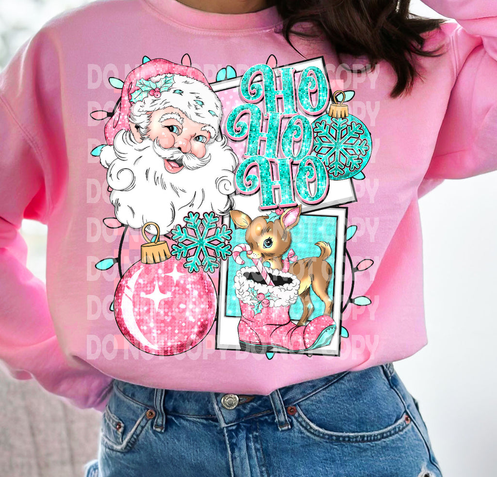 HoHoHo Santa Reindeer DTF Transfer