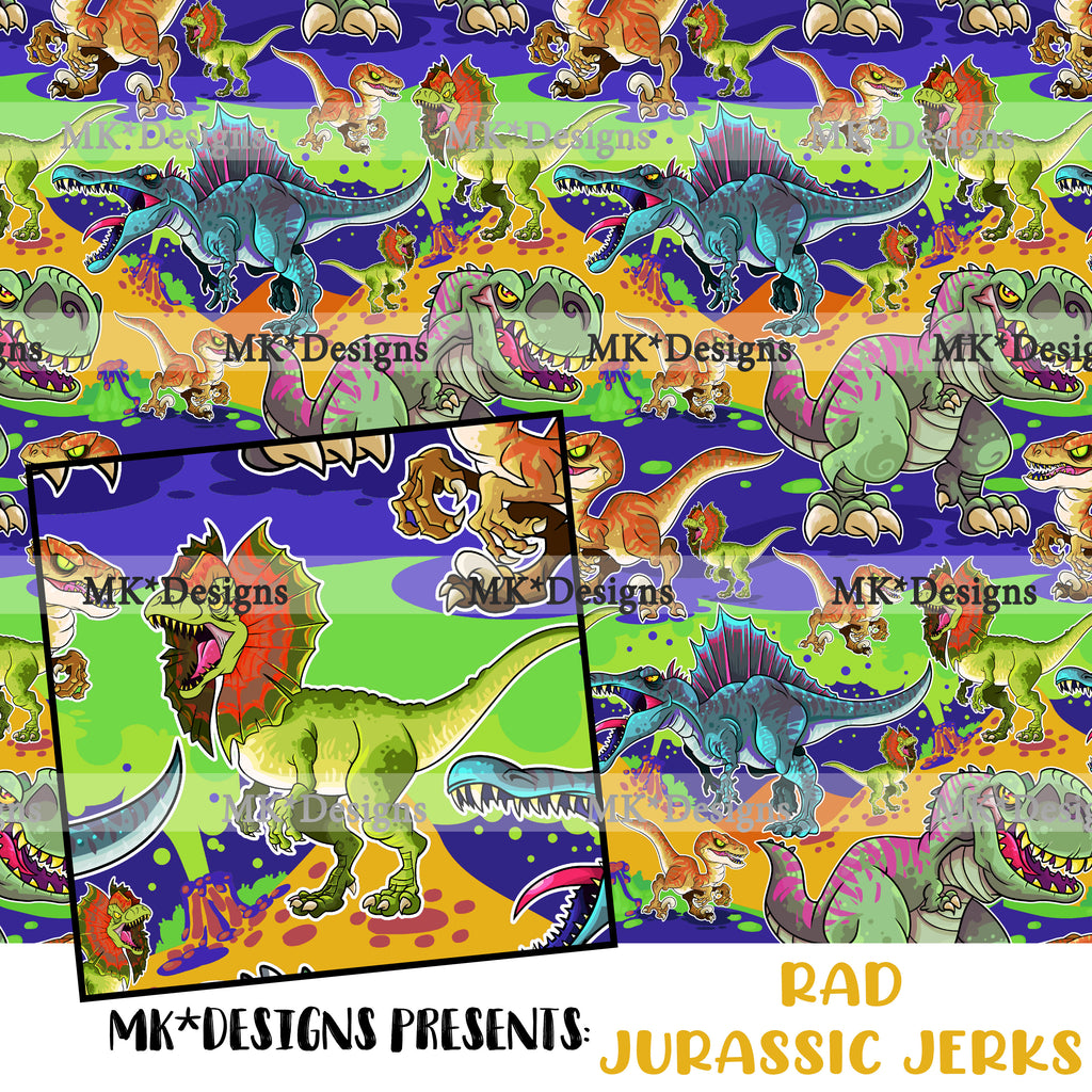 Rad Jurassic Jerks seamless digital pattern