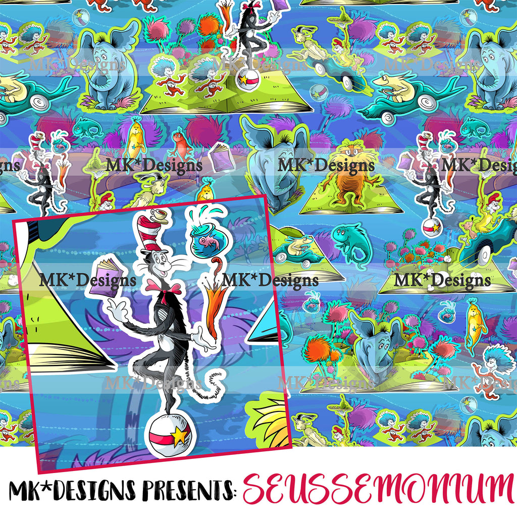 Seussemonium seamless digital pattern