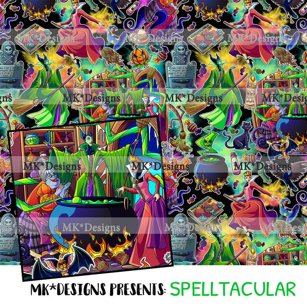 Spelltacular seamless digital pattern