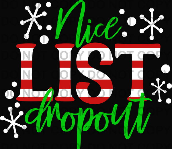 Nice List Dropout DTF Transfer