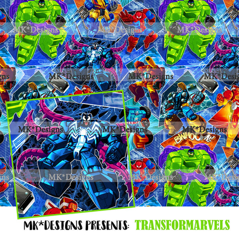 Transformarvels seamless digital pattern