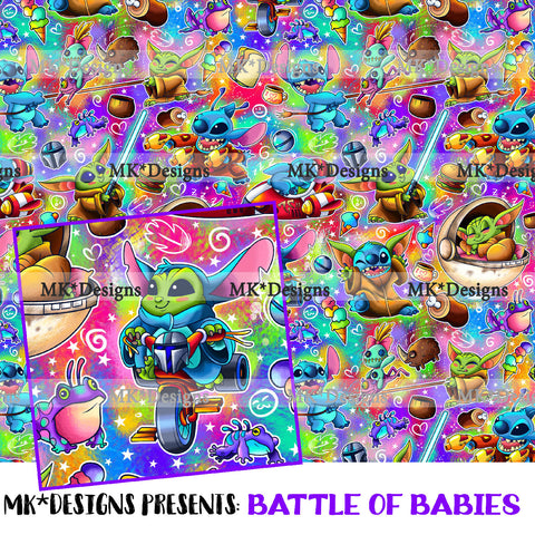 Battle of Babies seamless digital pattern