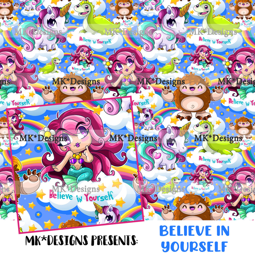 Believe in Yourself seamless digital pattern