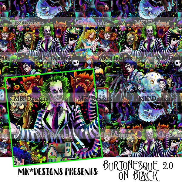 Burtonesque 2.0 Black seamless digital pattern