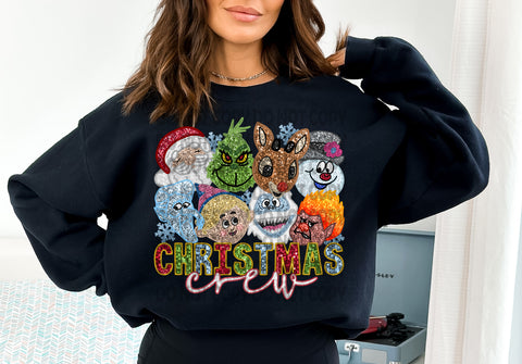 Christmas Crew faux sequins/embroidery DTF Transfer