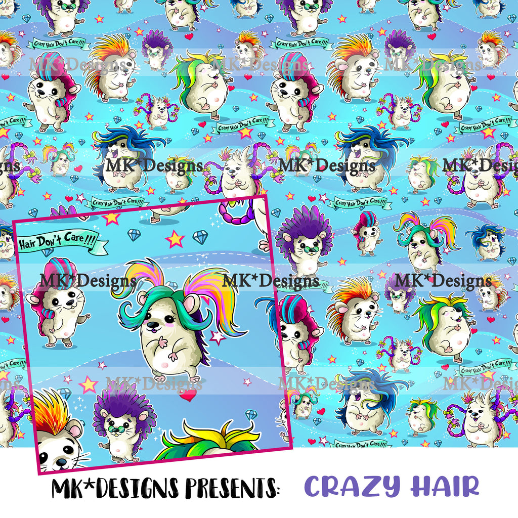 Crazy Hair seamless digital pattern