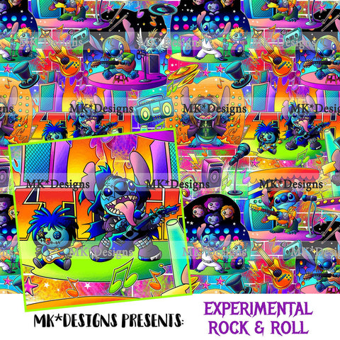 Experimental Rock & Roll seamless digital pattern