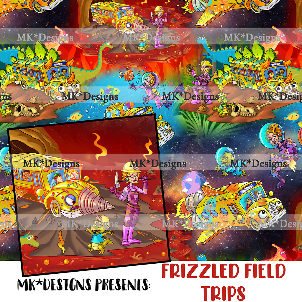 Frizzled Field Trips seamless digital pattern