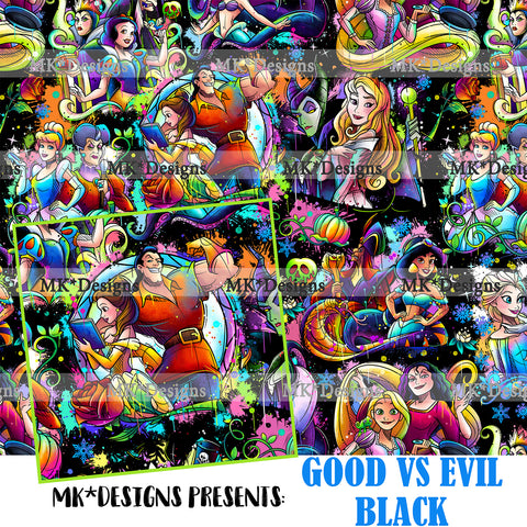 Good VS Evil black seamless digital pattern