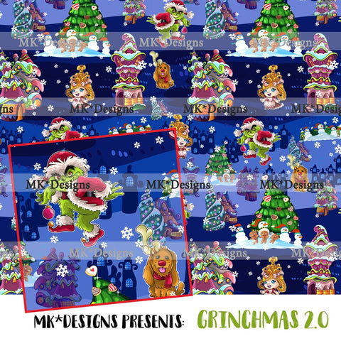 Grinchmas seamless digital pattern