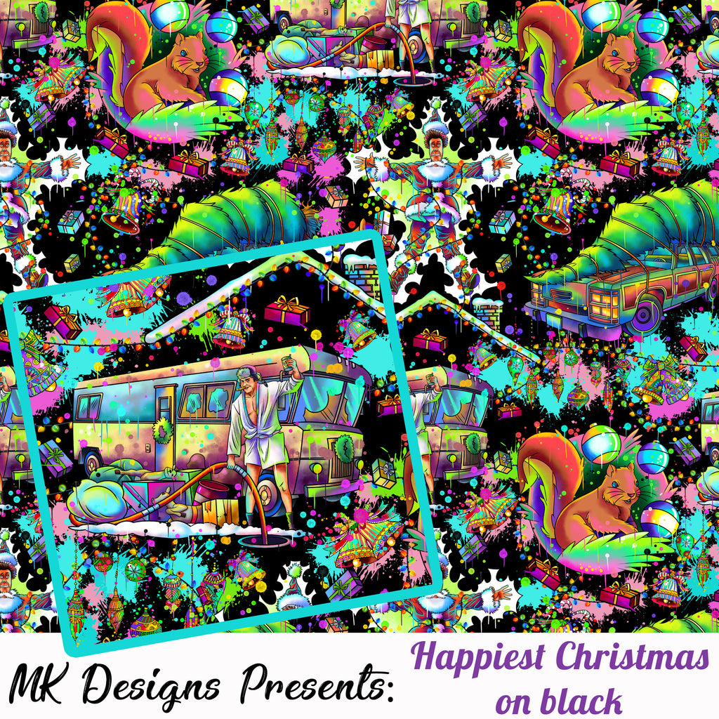 Happiest Christmas on Black seamless digital pattern