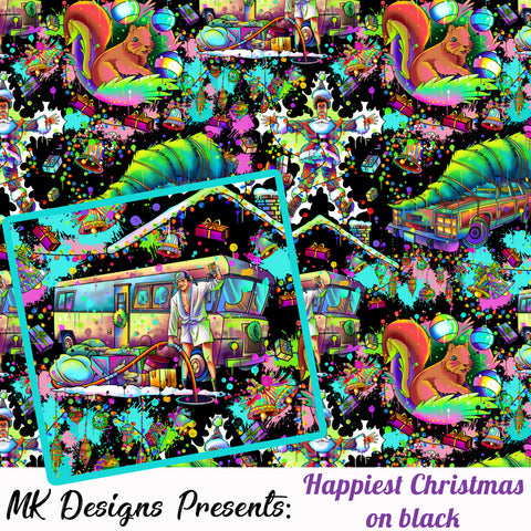 Happiest Christmas on Black seamless digital pattern