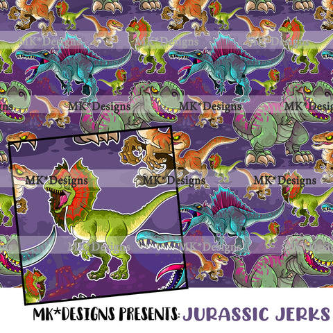 Jurassic Jerks seamless digital pattern
