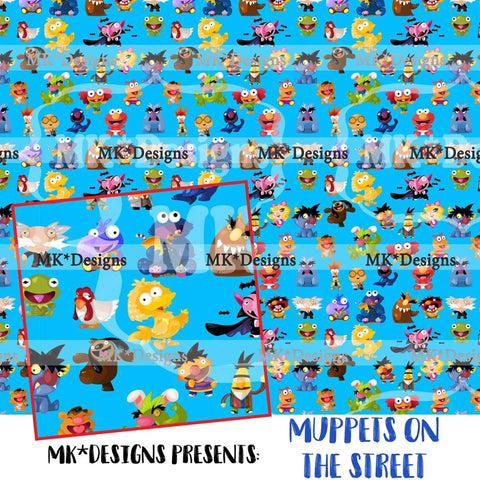 Muppets on the Street seamless digital pattern