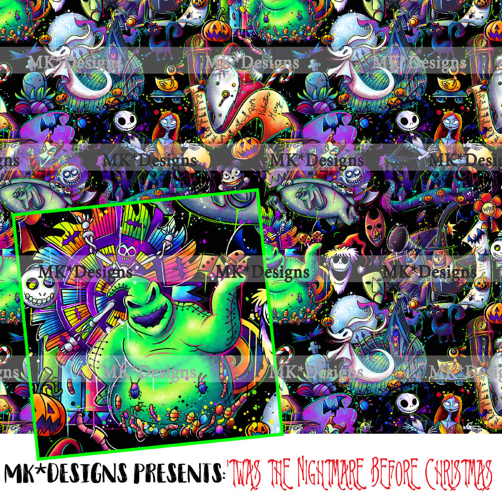 Twas the Nightmare Before Christmas seamless digital pattern