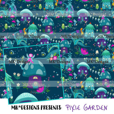 Pixie Garden seamless digital pattern