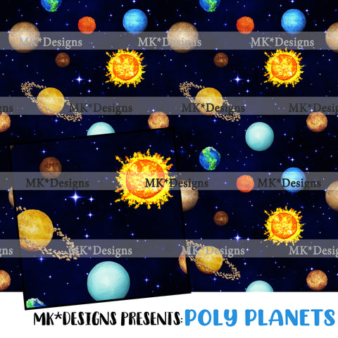 Poly Planets seamless digital pattern