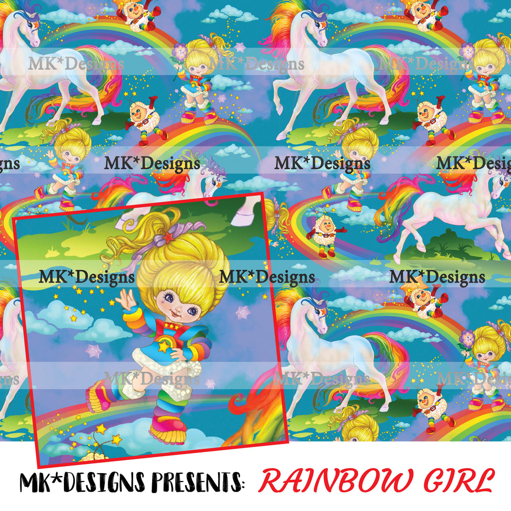 Rainbow Girl seamless digital pattern