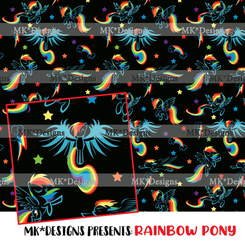 Rainbow Pony seamless digital pattern