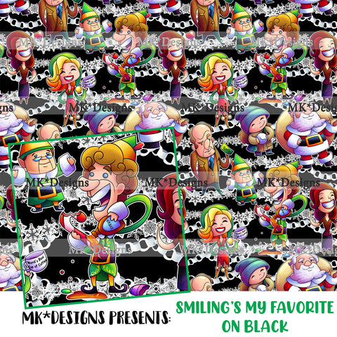 Smiling's My Favorite black seamless digital pattern