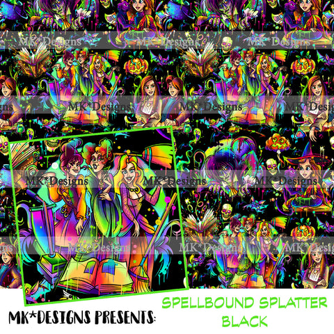 Spellbound Splatter Black seamless digital pattern