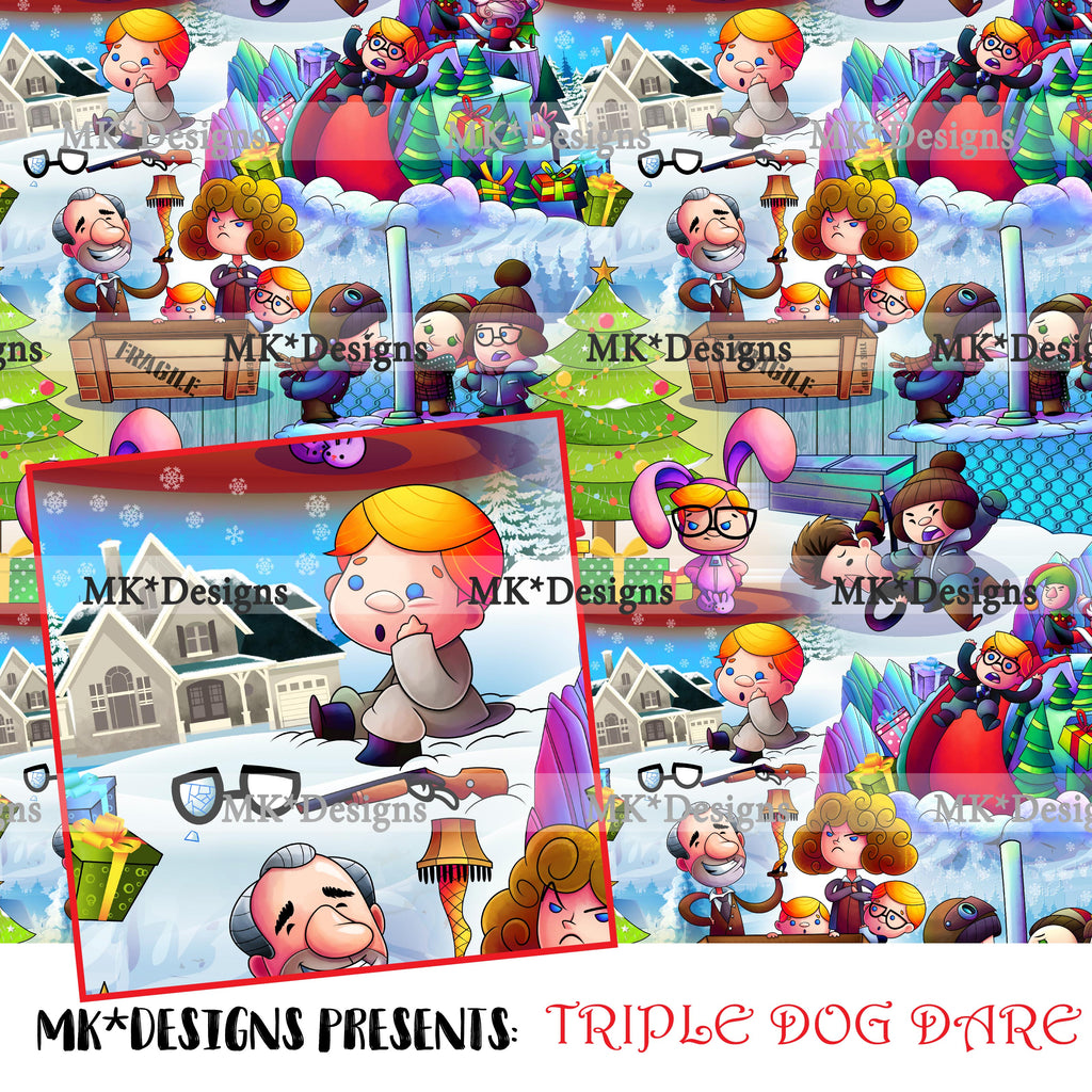 Triple Dog Dare seamless digital pattern