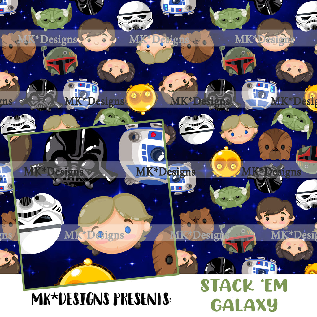 Stack 'Em Galaxy seamless digital pattern