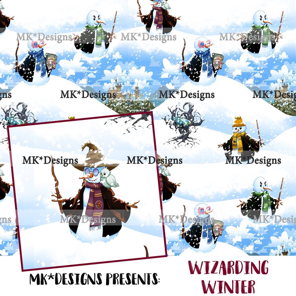 Wizarding Winter seamless digital pattern