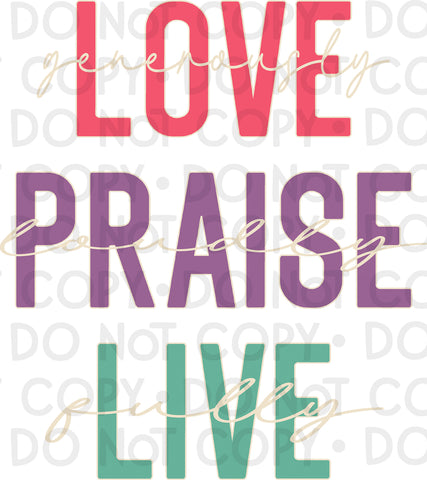 Love Praise Live DTF transfer