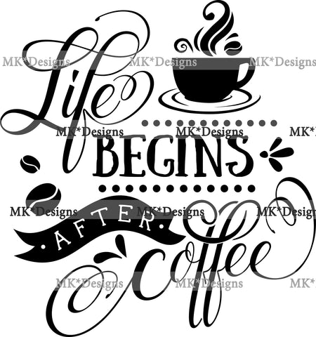 Life Begins After Coffee DTF Transfer